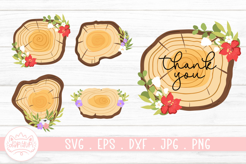 wooden-slice-with-flower-arrangement-clipart-design