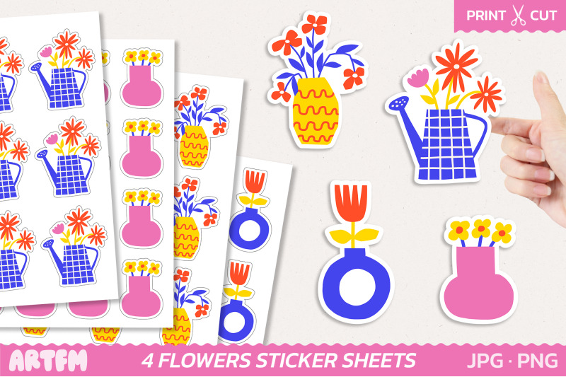 flowers-in-vases-sticker-sheets-garden-flowers-stickers
