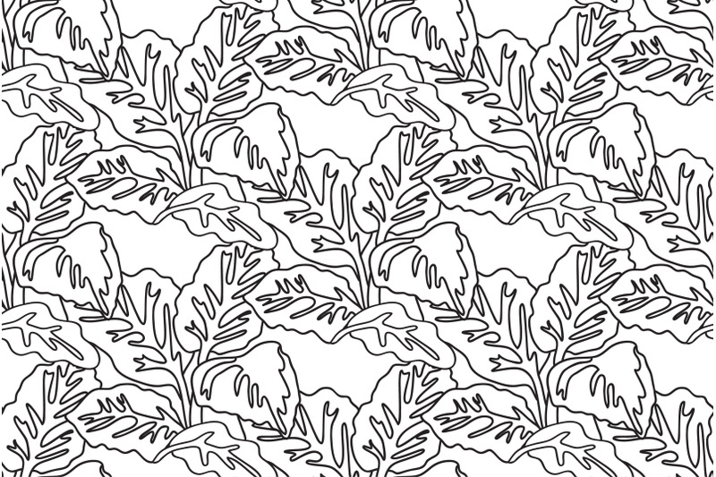 line-art-floral-seamless-pattern-with-tropical-leaves-vector-illustrat