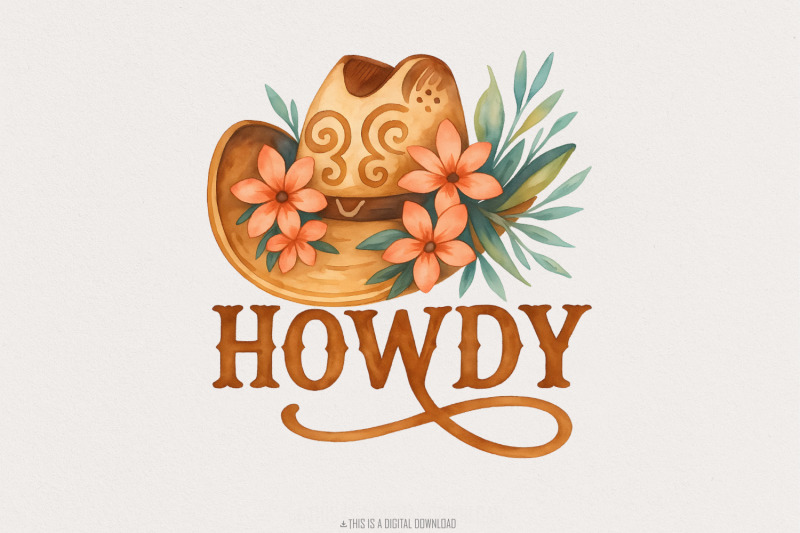 western-howdy-png-sublimation-design-cowboy-hat-flowers-country-them
