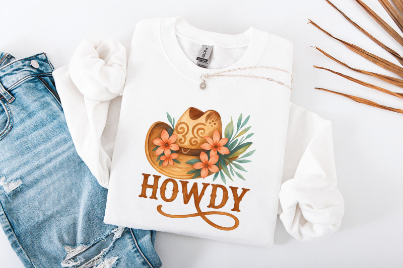 western-howdy-png-sublimation-design-cowboy-hat-flowers-country-them