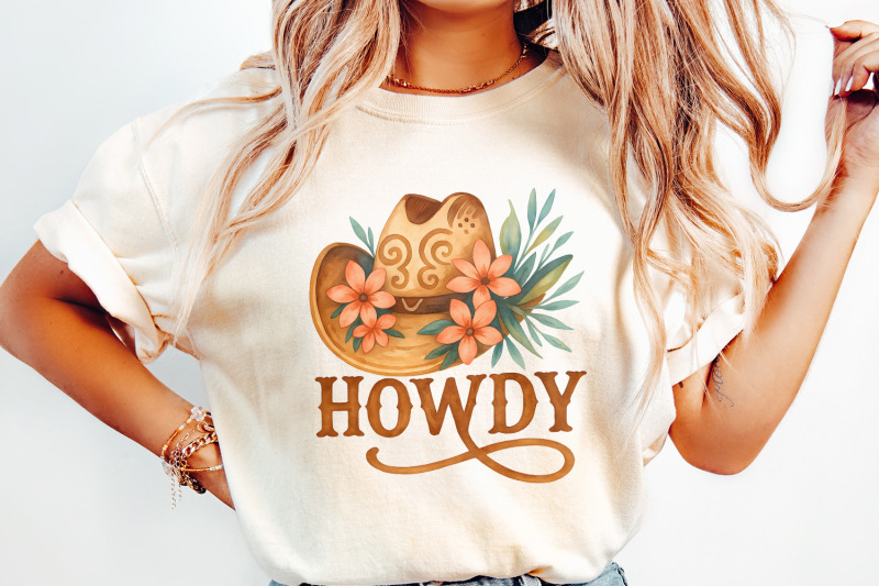 western-howdy-png-sublimation-design-cowboy-hat-flowers-country-them