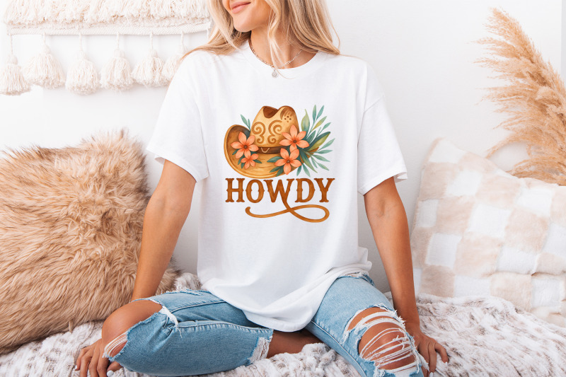 western-howdy-png-sublimation-design-cowboy-hat-flowers-country-them