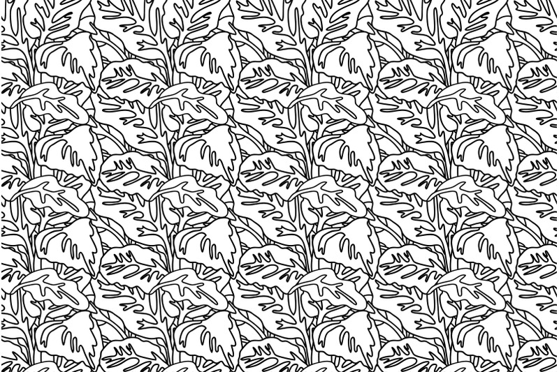 line-art-floral-seamless-pattern-with-tropical-leaves-vector-illustrat