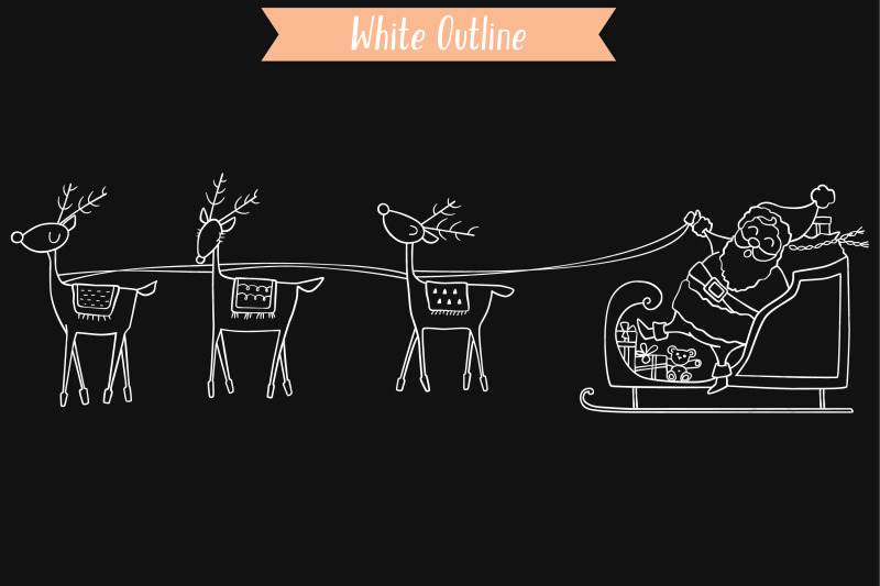 santa-claus-sleigh-amp-rudolf-reindeer-hand-drawn-christmas