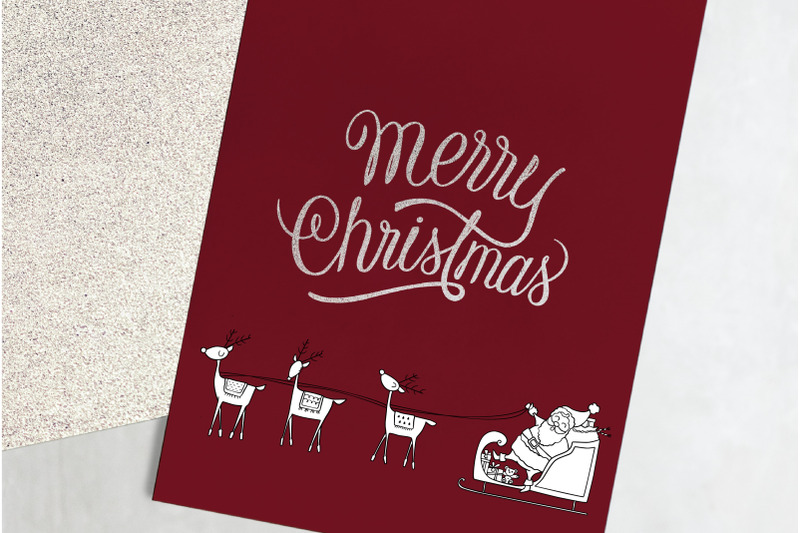 santa-claus-sleigh-amp-rudolf-reindeer-hand-drawn-christmas