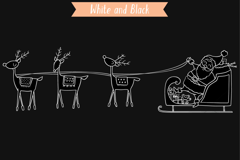 santa-claus-sleigh-amp-rudolf-reindeer-hand-drawn-christmas