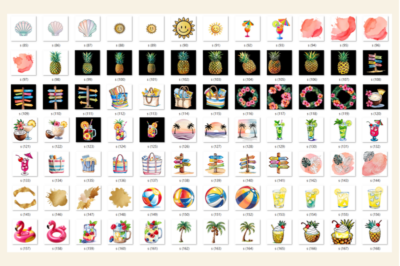 tropical-summer-clipart-bundle-240-hand-drawn-pngs