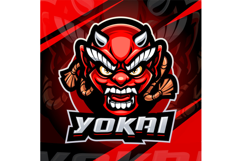 yokai-head-esport-mascot-logo-design