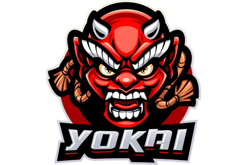 yokai-head-esport-mascot-logo-design
