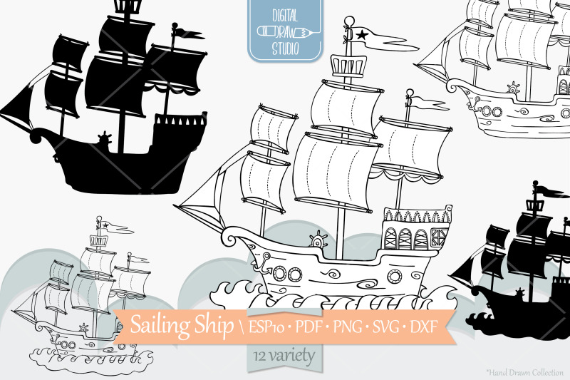 sail-boat-at-sea-hand-drawn-pirate-ship-old-ship