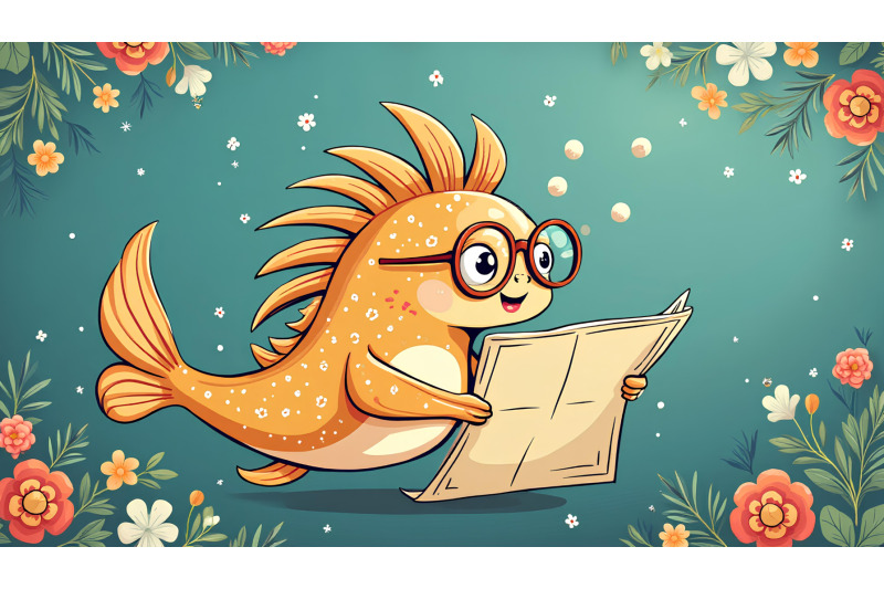 a-cartoon-angelfish-wearing-tiny-glasses-reading-a-map
