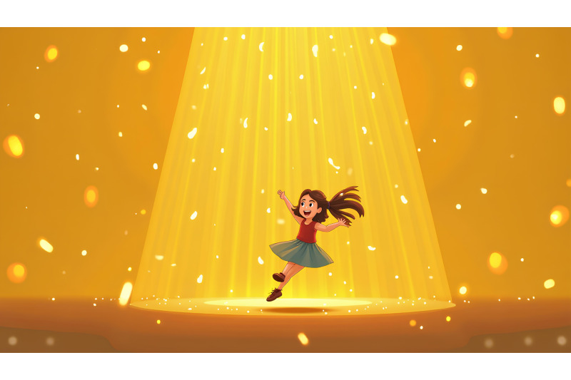 a-bokeh-effect-girl-spinning-under-glowing-raindrops