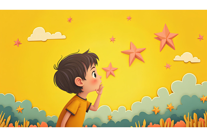 a-cut-paper-collage-of-a-child-whispering-to-stars