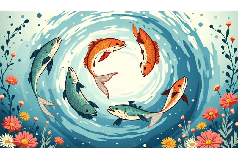 a-group-of-cartoon-fish-swimming-in-circles-forming-a-whirlpool