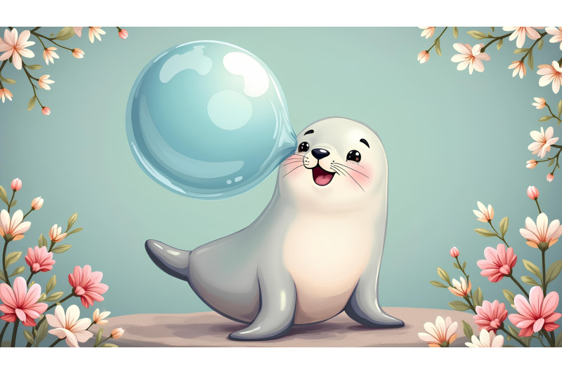 a-happy-cartoon-seal-balancing-a-bubble-on-its-nose