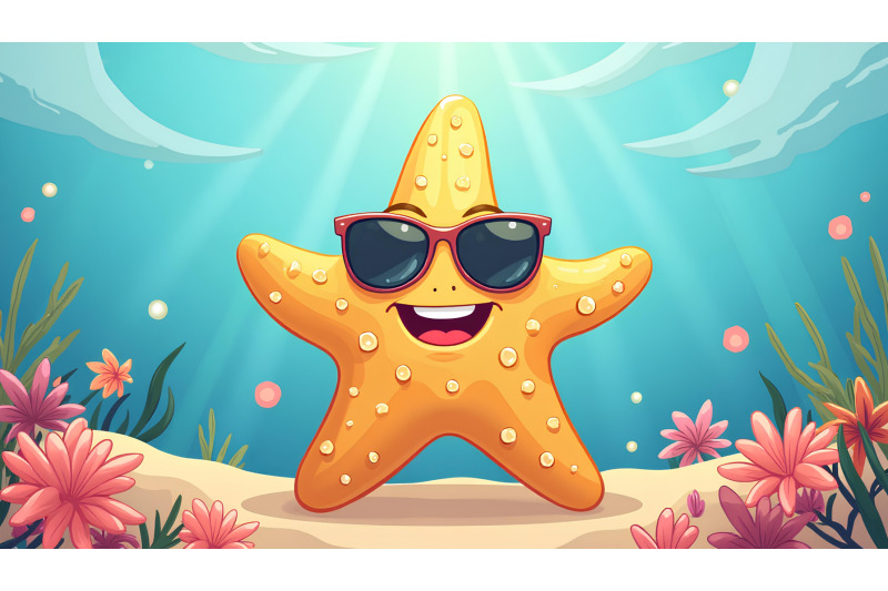 a-happy-cartoon-starfish-wearing-sunglasses-on-the-seabed