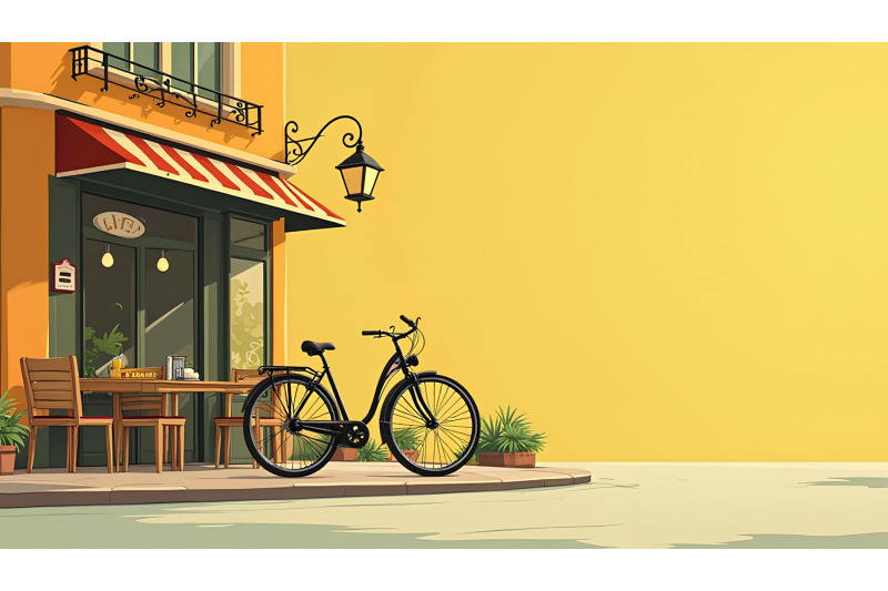 bicycle-leaning-near-a-vintage-cafe-art-deco