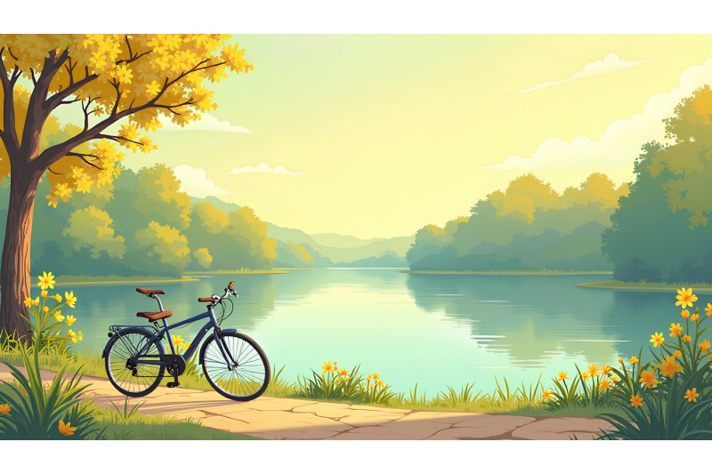 bicycle-parked-near-a-serene-lake-acrylic