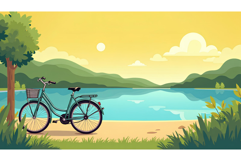bicycle-parked-near-a-serene-lake-acrylic