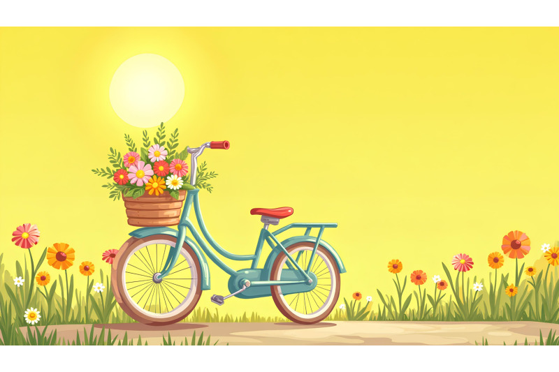bicycle-with-flower-basket-in-sunshine-acrylic