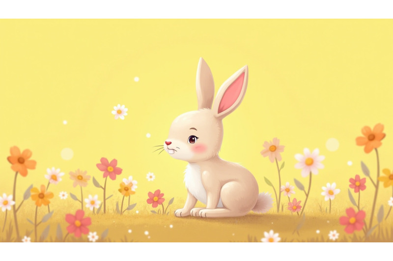 bunny-with-soft-fur-and-flowers-silhouette