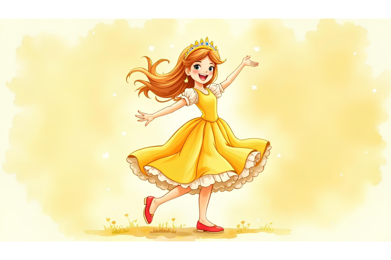 cheerful-princess-twirling-in-happiness-watercolor