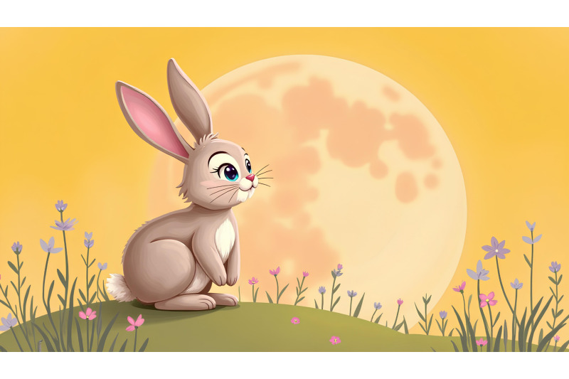 cute-bunny-under-a-pink-moon-fauvism