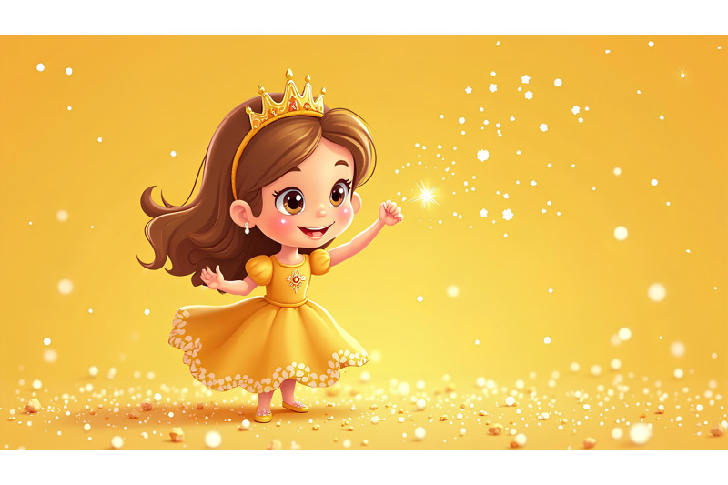 cute-princess-playing-with-magical-sparkles-pointillism