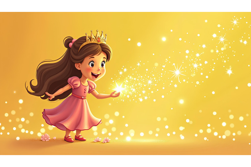 cute-princess-playing-with-magical-sparkles-pointillism
