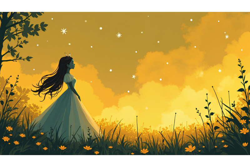 fairytale-princess-in-a-starry-meadow-charcoal