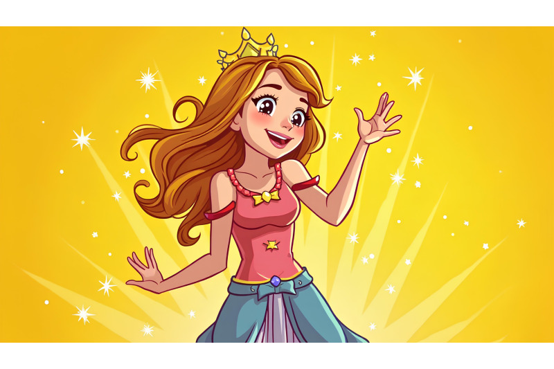 joyful-princess-with-floating-sparkles-pop-art