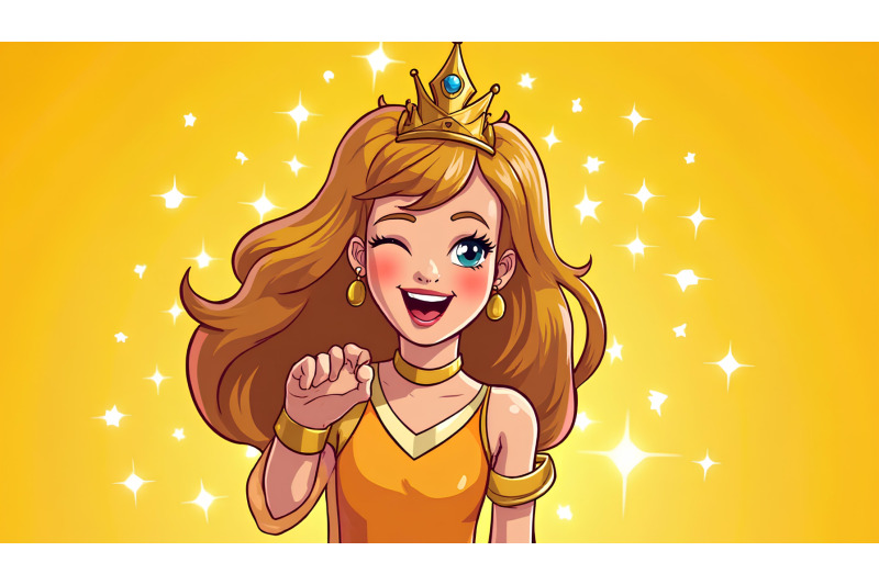 joyful-princess-with-golden-sparkles-pop-art