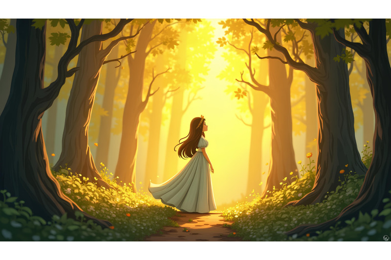 magical-princess-in-a-glowing-forest-tempera
