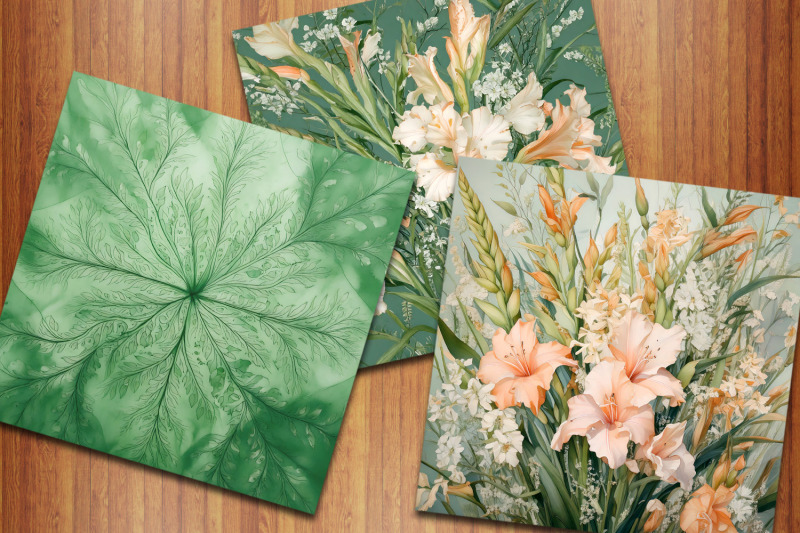 peach-gladiolus-flowers-digital-papers-peachy-floral-backgrounds