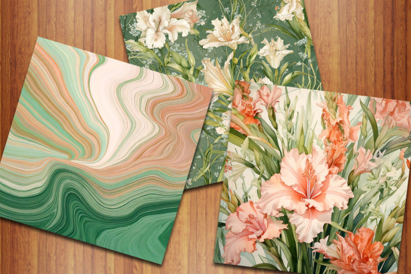 peach-gladiolus-flowers-digital-papers-peachy-floral-backgrounds