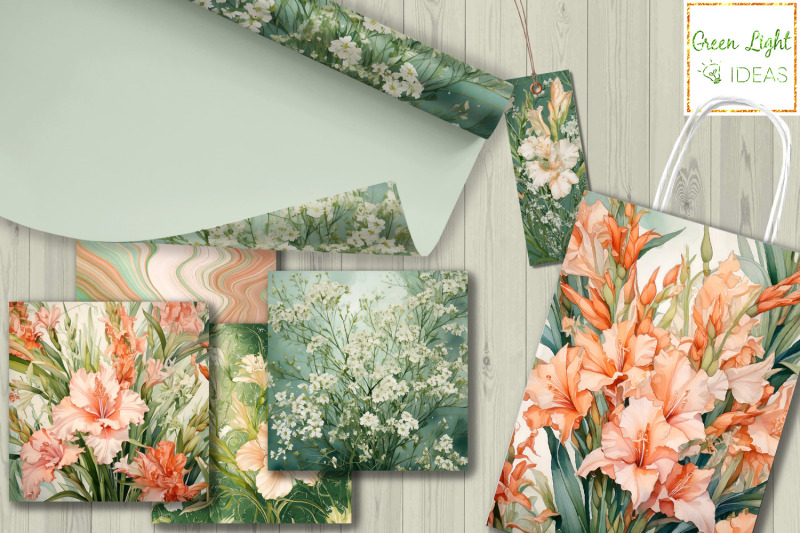 peach-gladiolus-flowers-digital-papers-peachy-floral-backgrounds