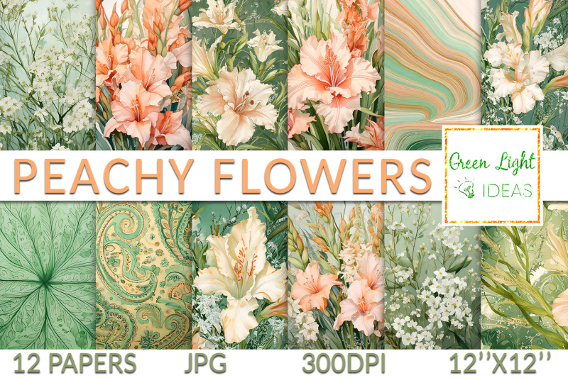 peach-gladiolus-flowers-digital-papers-peachy-floral-backgrounds