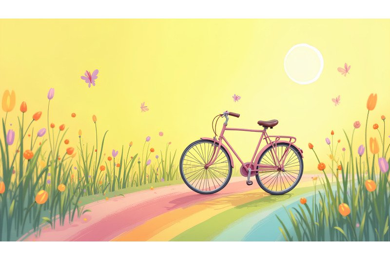 pastel-bicycle-on-a-rainbow-path-impressionism