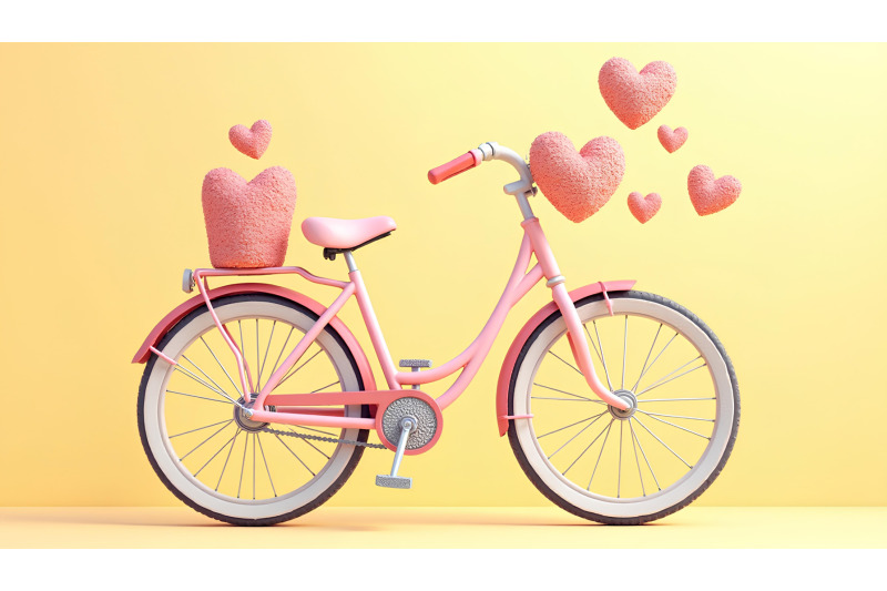 pastel-pink-bicycle-with-glittering-hearts-abstract