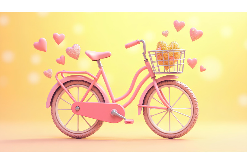 pastel-pink-bicycle-with-glittering-hearts-abstract