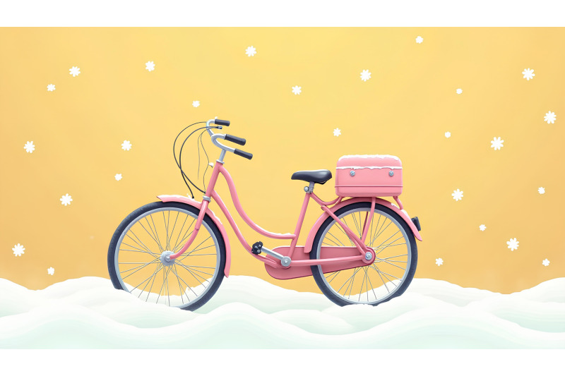 pink-bicycle-with-gentle-snowfall-acrylic