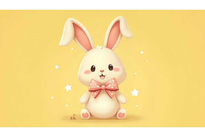 playful-bunny-with-shimmering-bows-minimalism