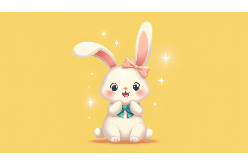playful-bunny-with-shimmering-bows-minimalism