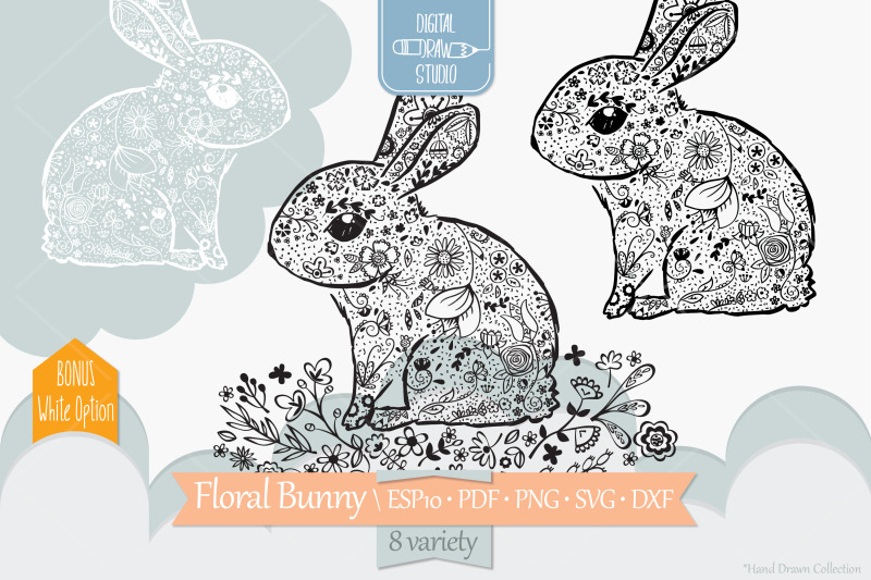 floral-bunny-with-wreath-hand-drawn-rabbit-tattoo-outline