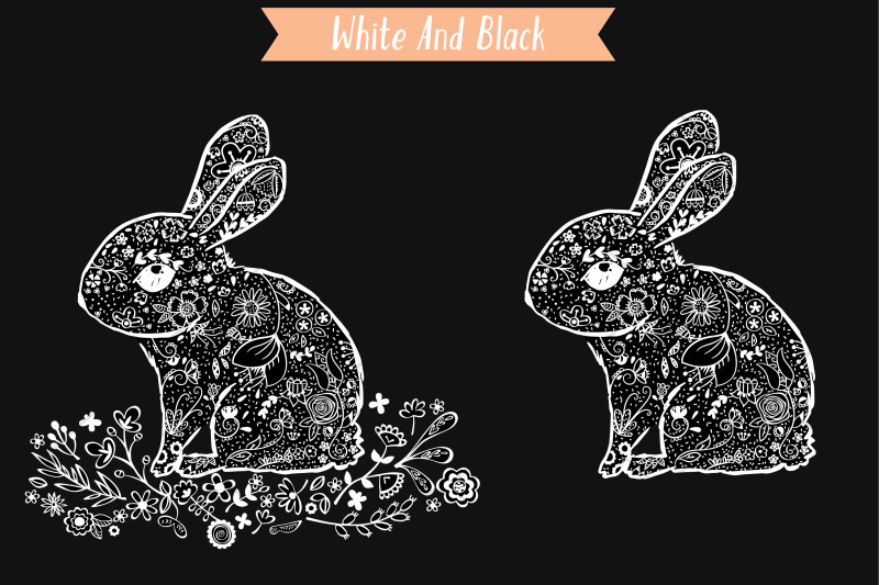 floral-bunny-with-wreath-hand-drawn-rabbit-tattoo-outline