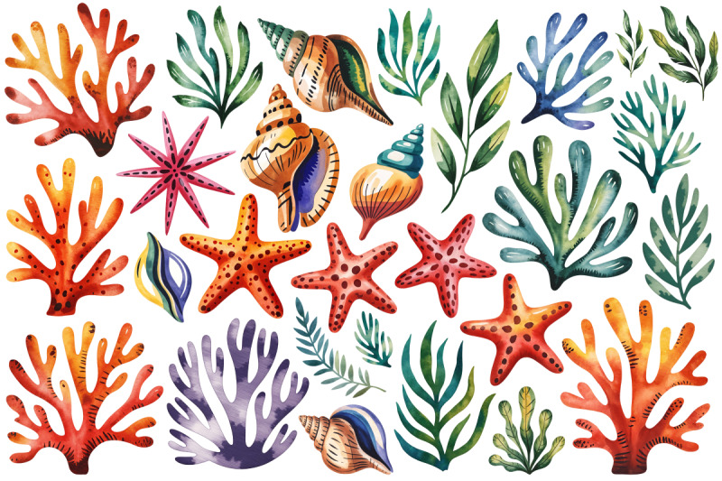 watercolor-sea-shells-amp-coral-clipart-set-140-png