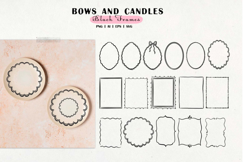 bows-candles-and-frames-vector-clipart-set-svg-png-eps