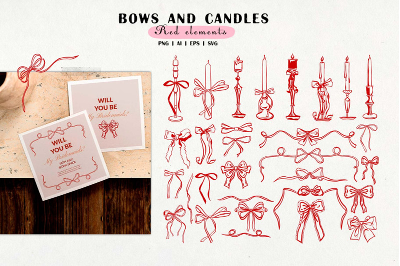 bows-candles-and-frames-vector-clipart-set-svg-png-eps
