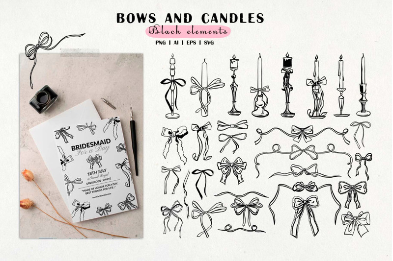 bows-candles-and-frames-vector-clipart-set-svg-png-eps